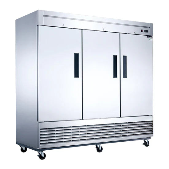 3-Door Commercial Freezer in Stainless Steel
