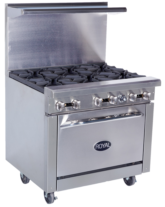 Ranges 36"w, Gas, 6 Burners, Standard Oven