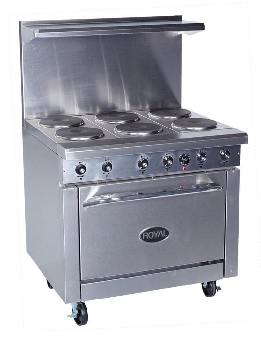 Ranges 36"w, Electric, 6 Round Hotplates, Standard Oven