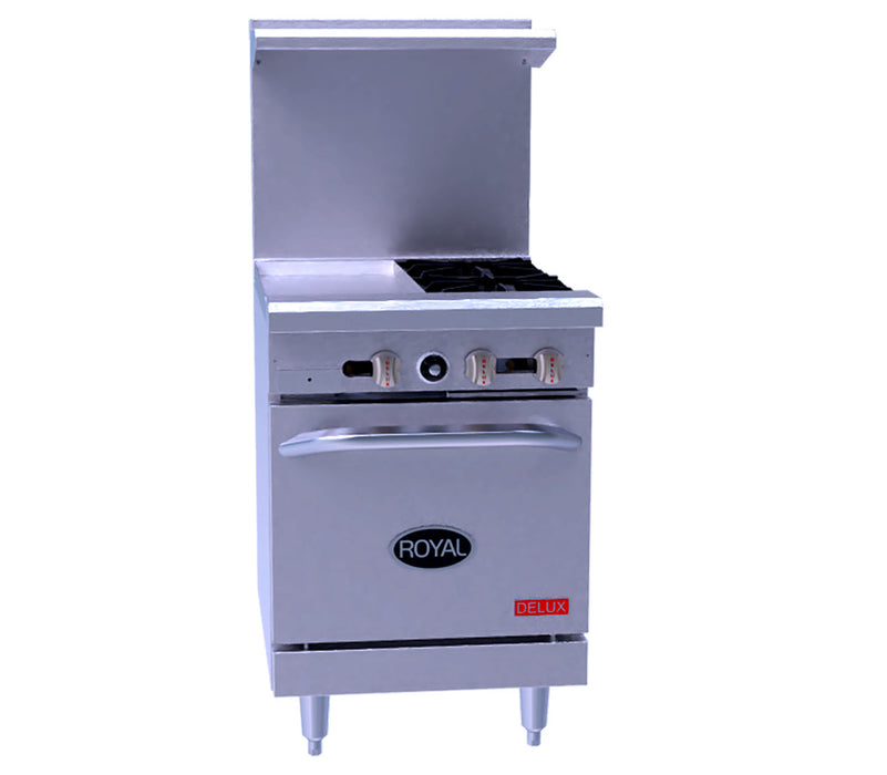 Delux Series Range 24"w, Gas, 4 Burners, Space Saver Oven