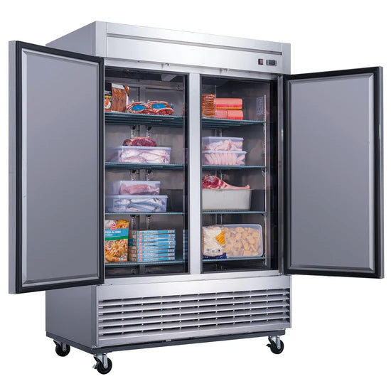 2-Door Commercial Freezer in Stainless Steel