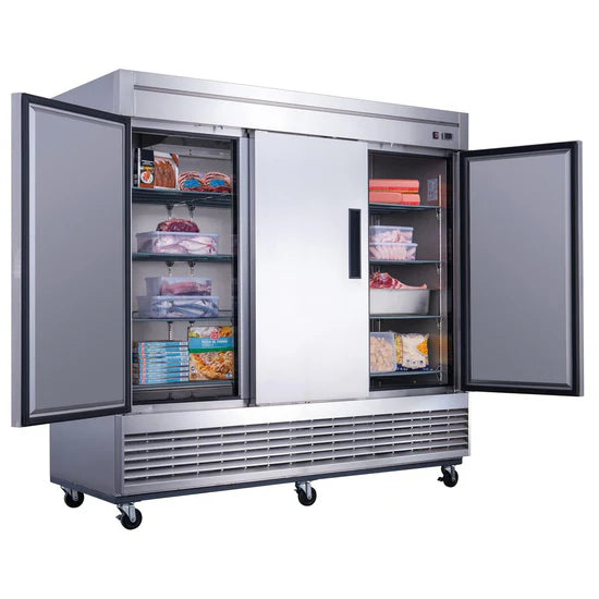 3-Door Commercial Freezer in Stainless Steel
