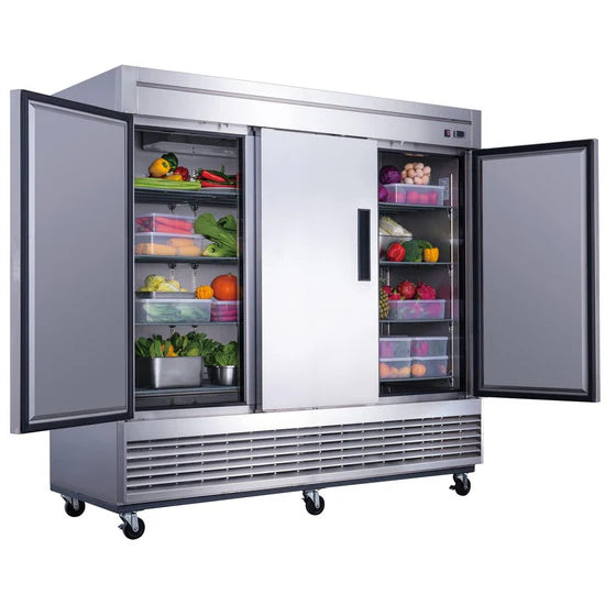 3-Door Commercial Refrigerator in Stainless Steel