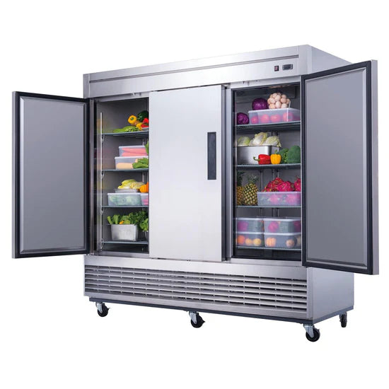 3-Door Commercial Refrigerator in Stainless Steel